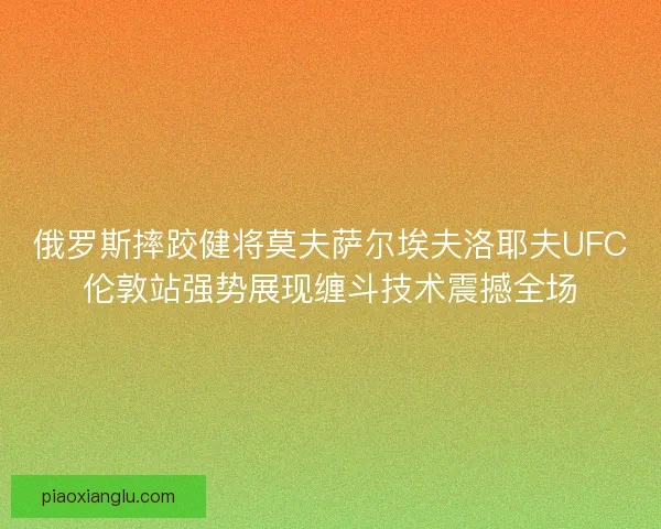 俄罗斯摔跤健将莫夫萨尔埃夫洛耶夫UFC伦敦站强势展现缠斗技术震撼全场